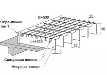 Прессованный решетчатый настил Р 33х11/30х2 Х\К Сталь ОЦ 1000/500 мм (Т-обр.) 